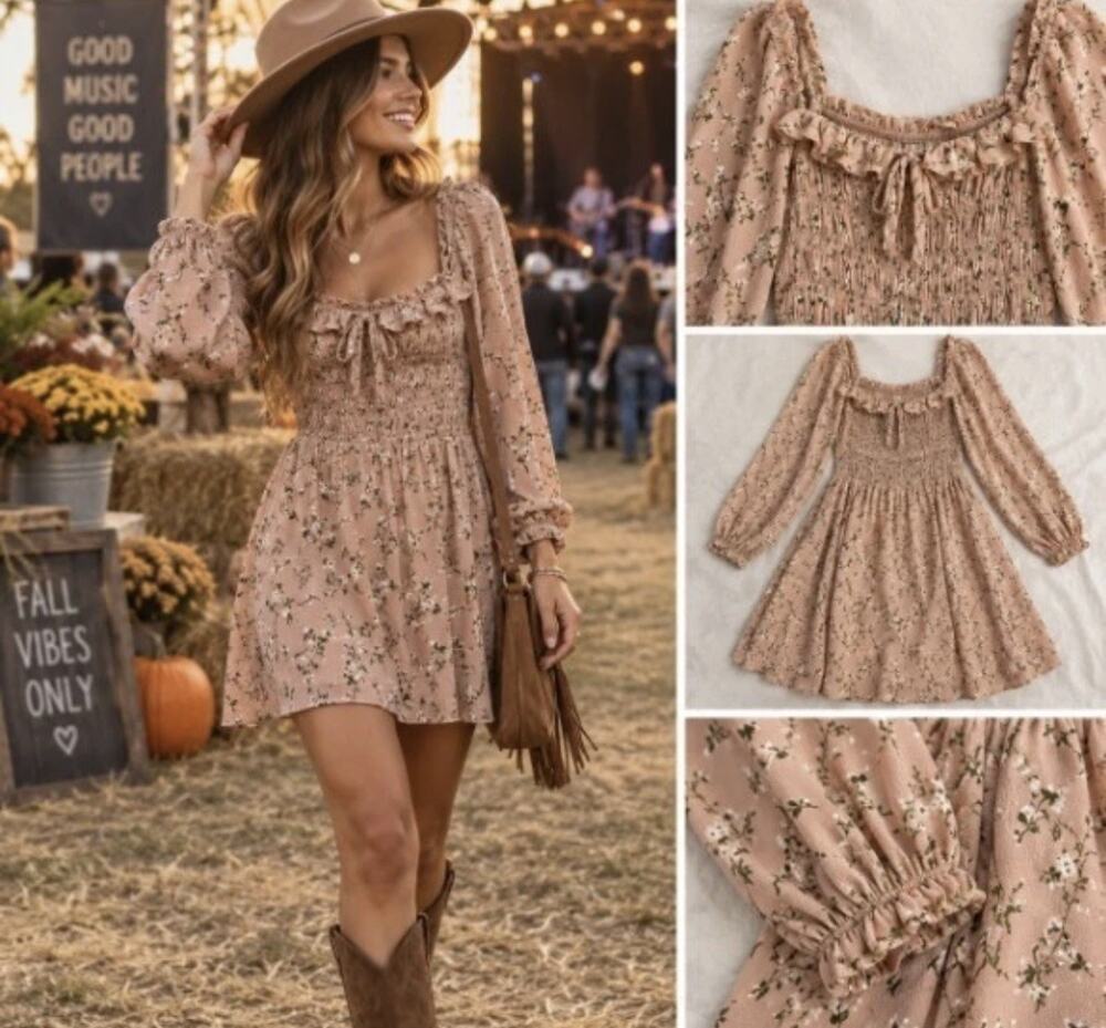 Reformation Morris Mini Dress Melody Pink Floral Smocked Ruffle Cottage Core 8